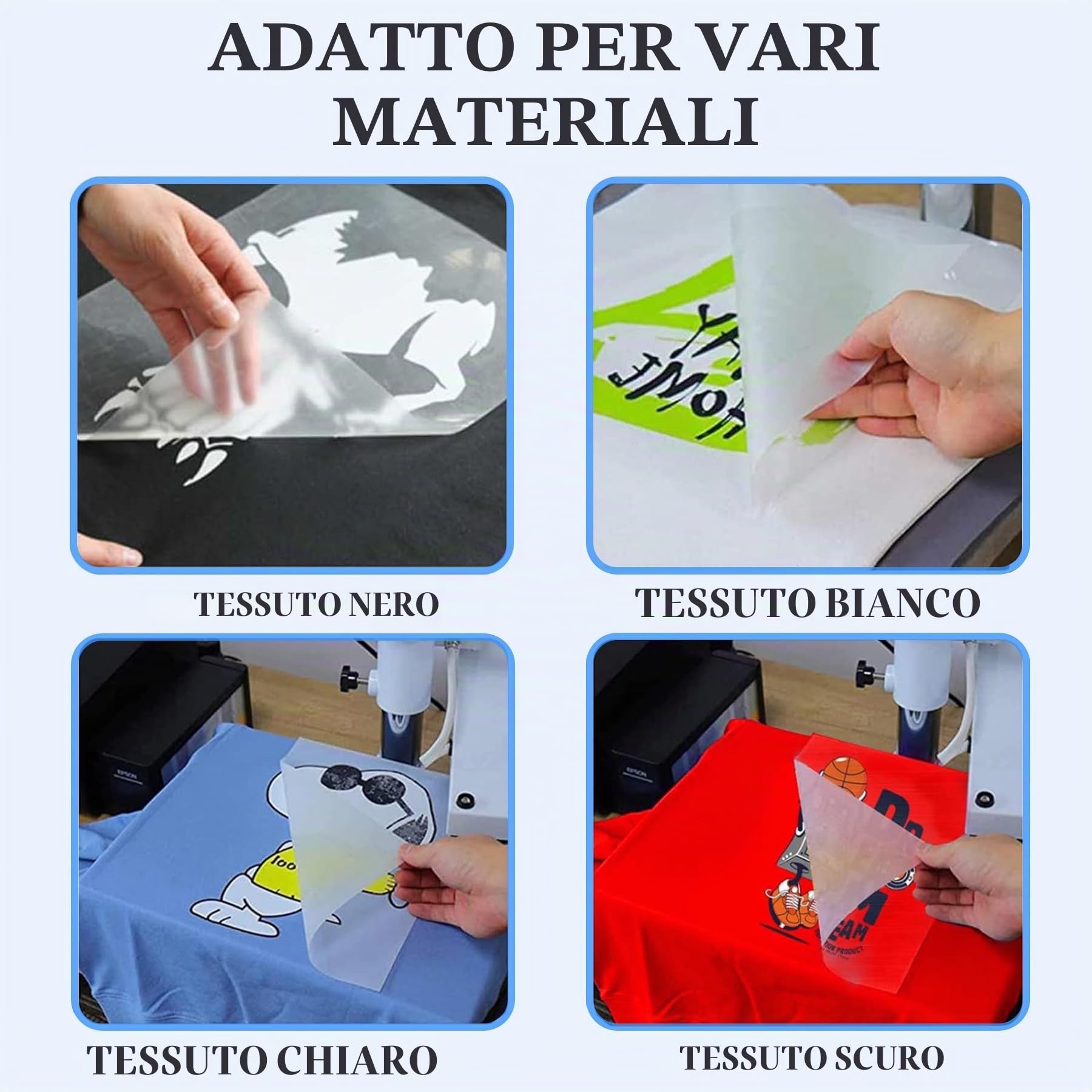 A3 (29,7cm x 42cm) 100 fogli DTF Transfer Film Stampa Diretta per Sublimazione Matt Doppio Lato, Clear DTF PET Transfer Film Fogli di Carta per Stampante Inkjet