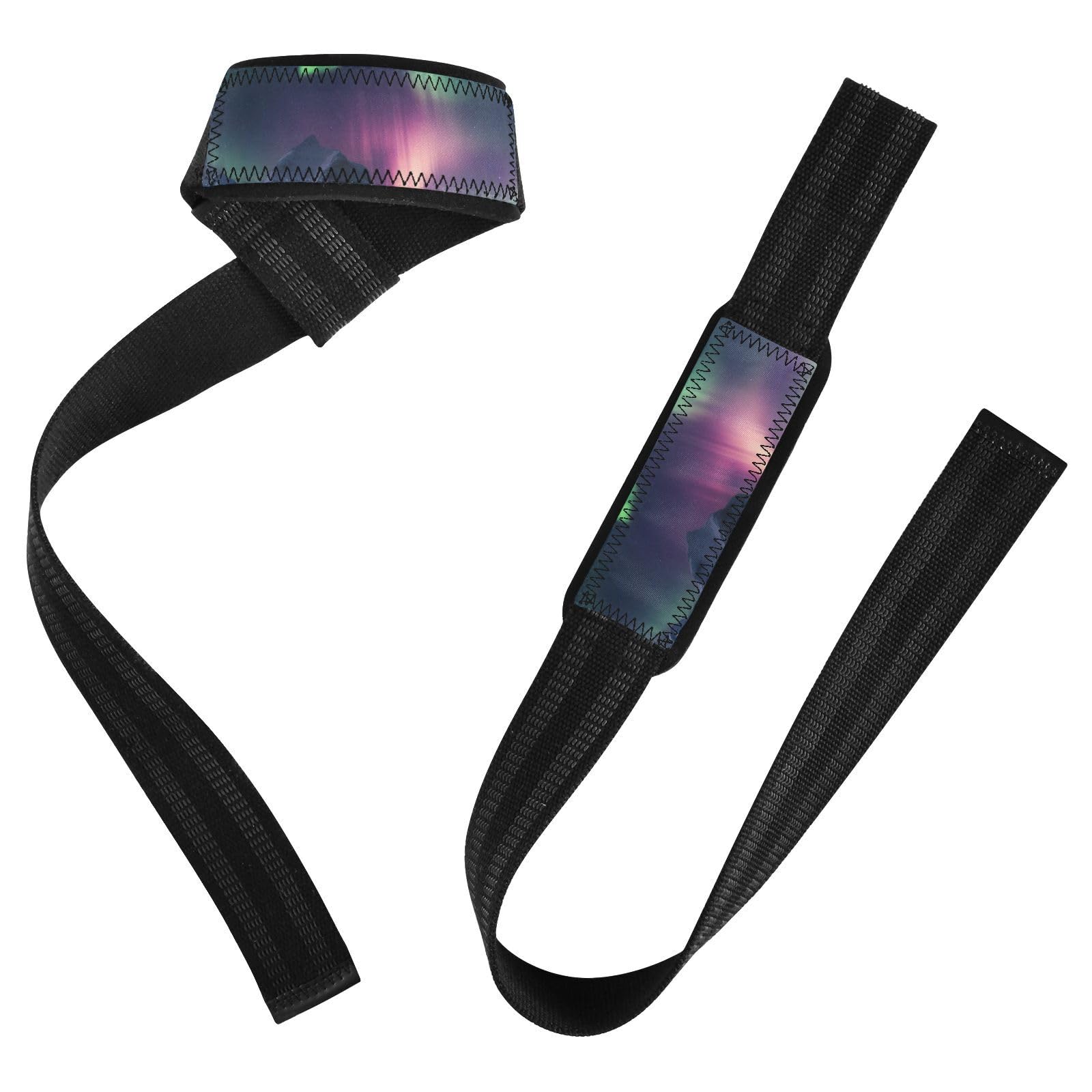 Nander Beautiful Aurora Wrist Straps for Weightlifting,Lifting Straps with Neoprene Cushioned Wrist Padded and Anti-Skid Silicone for Strength Training,Bodybuilding,Deadlifting