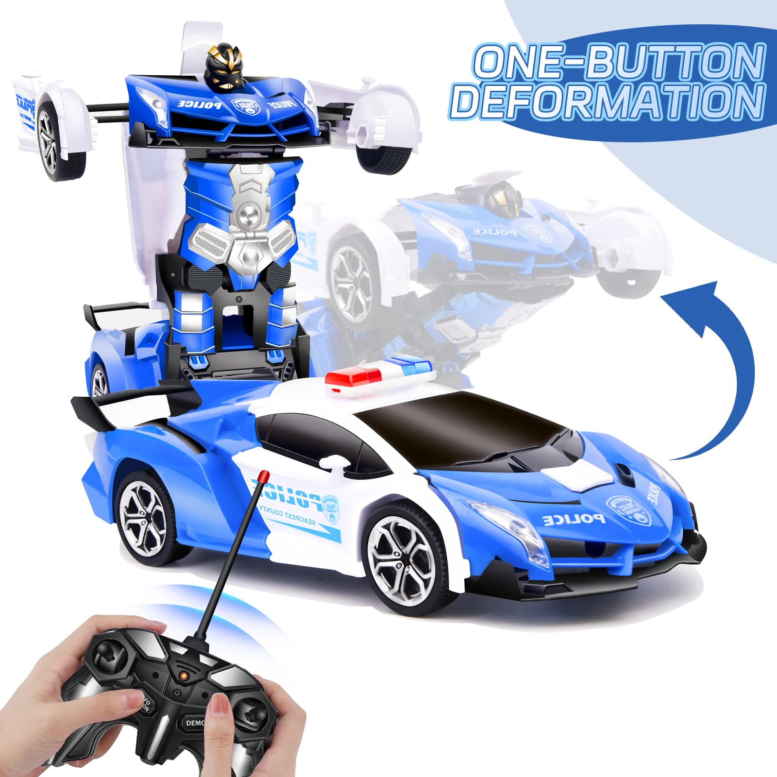 Voiture télécommandée, Voiture Enfant Transformable, 2 en 1 Robot 1:18, Jouet Garçon Fille Enfant de 3 à 12 Ans, Cadeau Noel pour Enfants, Cadeaux d'anniversaire