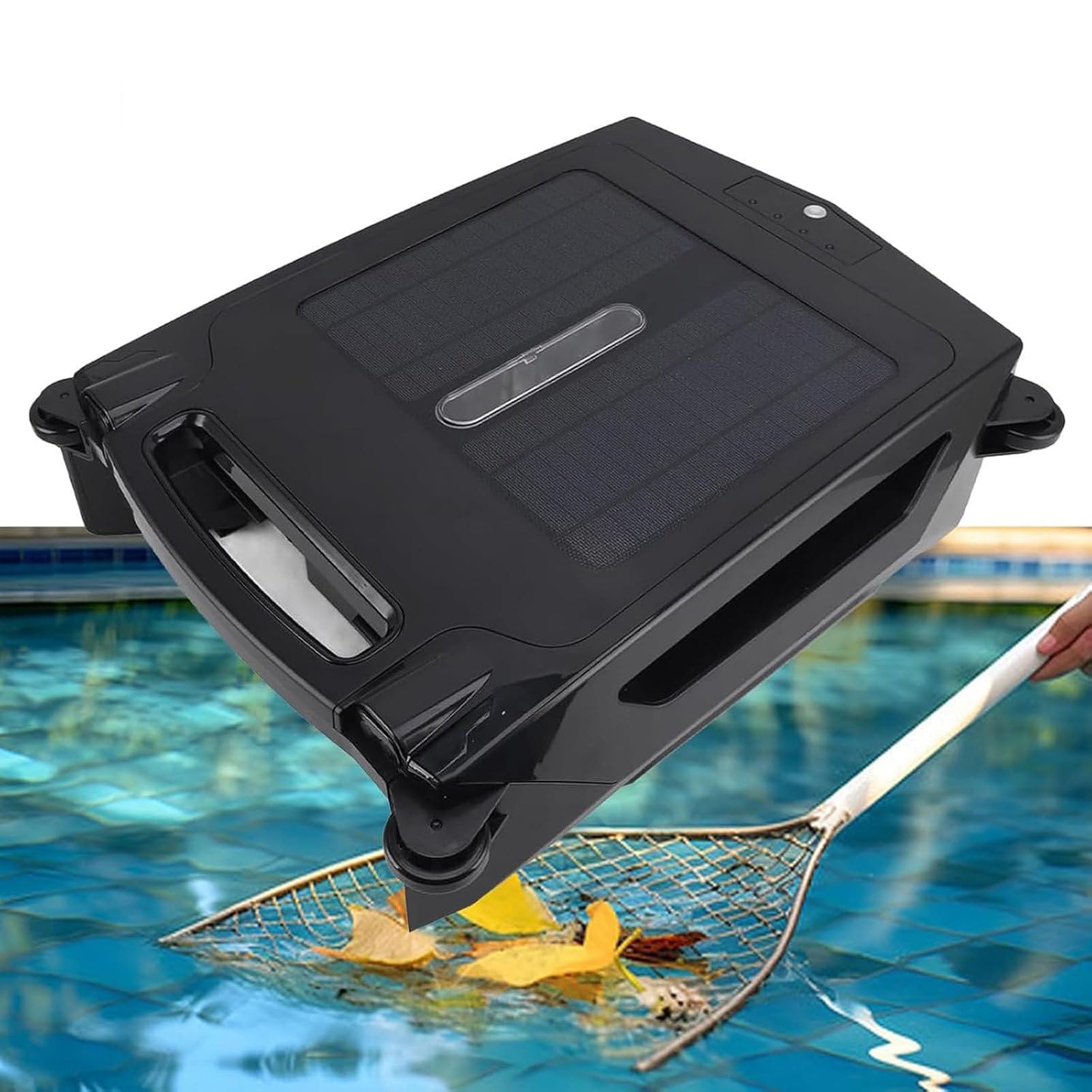 Pulitore robotizzato Solare per Skimmer da Piscina, pulitore robotizzato Senza Fili per Piscine, per Tutte Le superfici di Piscine, Doppia Opzione di Ricarica.