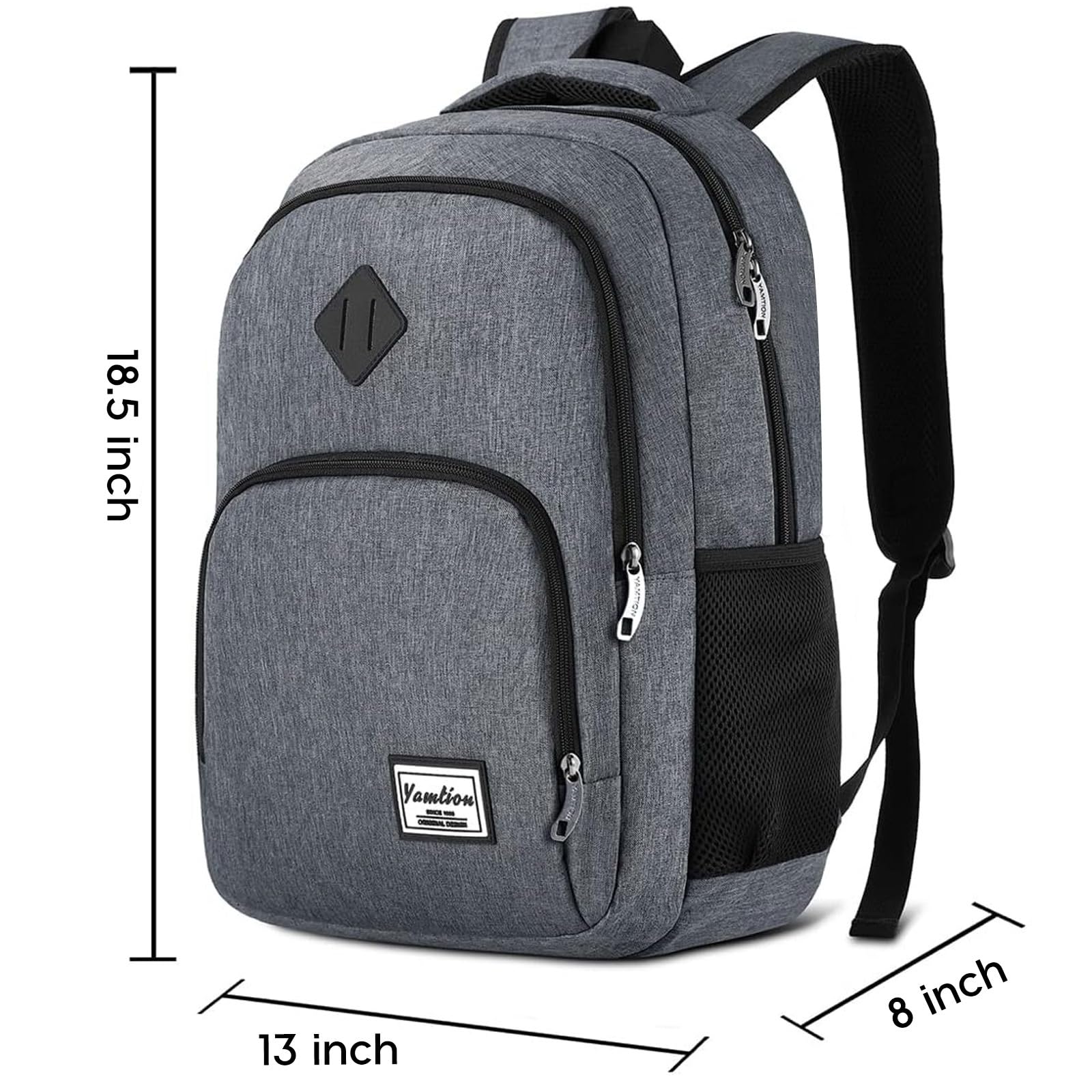 YAMTION - Zaino per uomo e donna, zaino per la scuola, per adolescenti, per laptop da 17,3 pollici (44 cm), zaino per computer portatile, con porta di ricarica USB, per lavoro, studio, viaggi