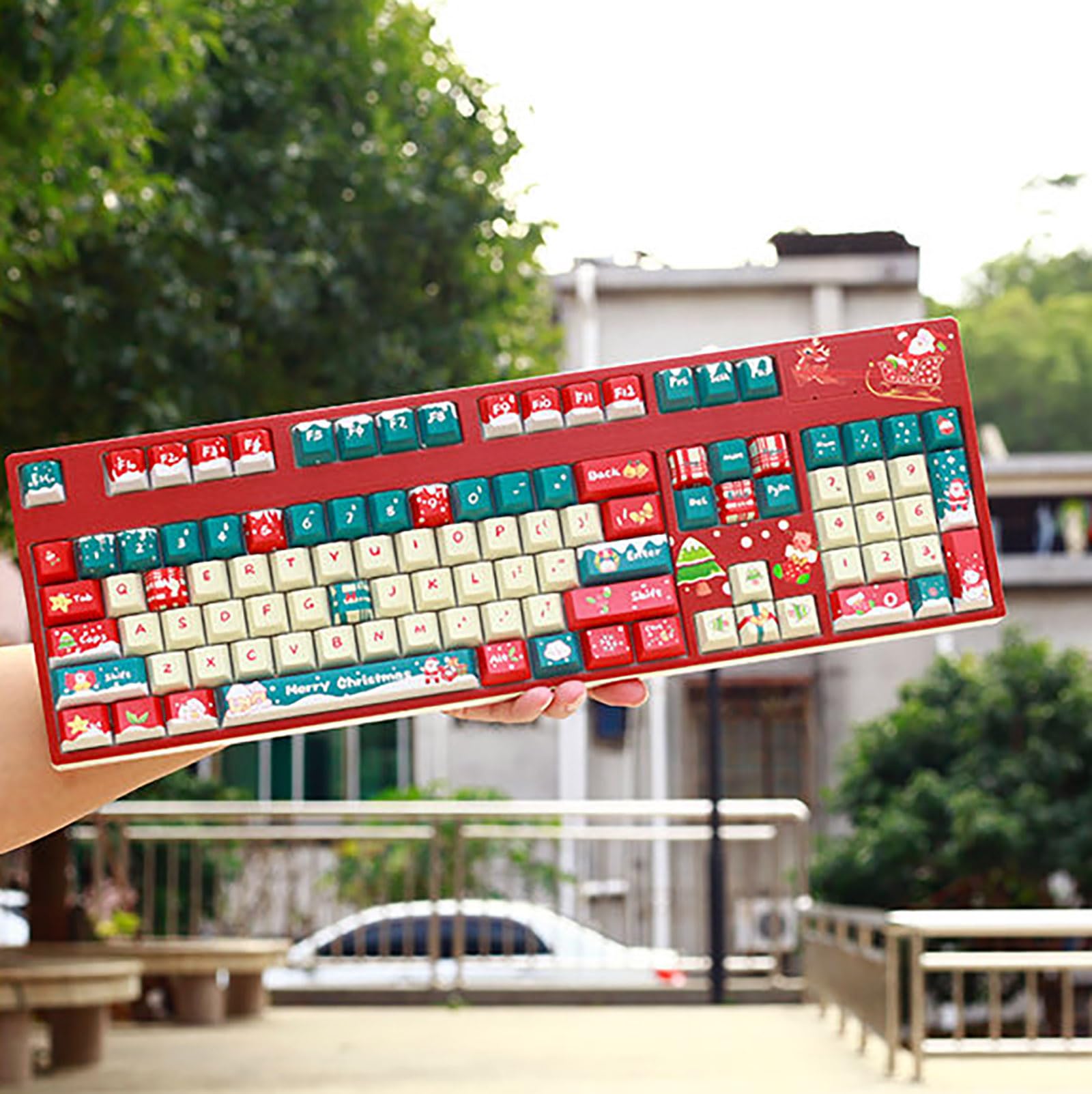 PBT Keycaps,Christmas Theme Keycaps,Cute keycaps,custom keyboard for 61/87/104/108 Mechanical Keyboards,Prezenty świąteczne,Only Keycaps,Original-138 keycaps