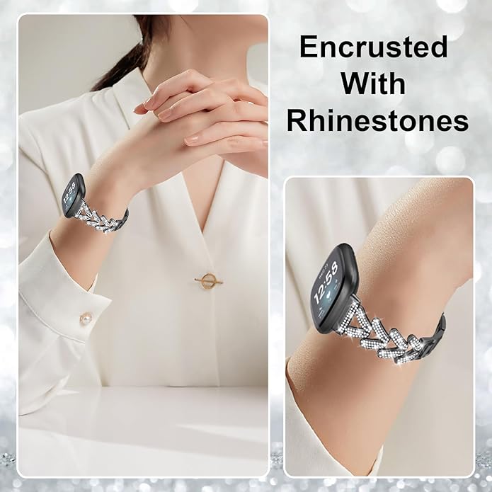 Brazalete de Diamantes Brillantes para Fitbit Versa 4/3/Sense miniatura 6