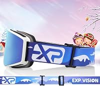 EXP VISION Gyerek Síszemüveg - Kék, Páramentes, 100% UV Védelemmel, Szemüveg Kompatibilis, Sisakkal Használható Snowboard Szemüveg 2-14 Éves 5