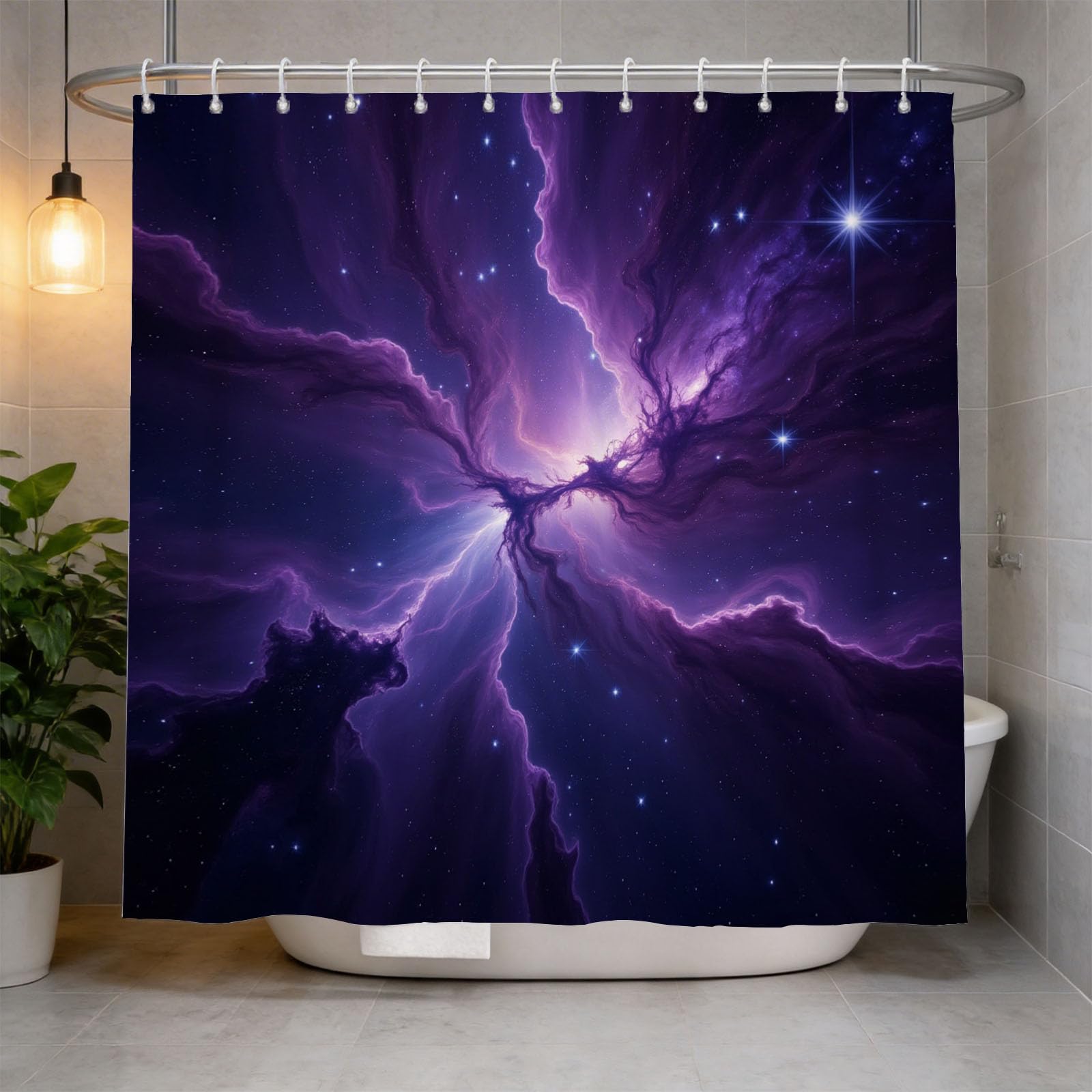 Hongduo 3D Galaxy Star Shower Curtain for Stalls Bathtubs Mysterious Constellation Bathroom Decor Shower Curtain Set Polyester Fabric Waterproof 120x180cm/48X71 Inch with Hooks