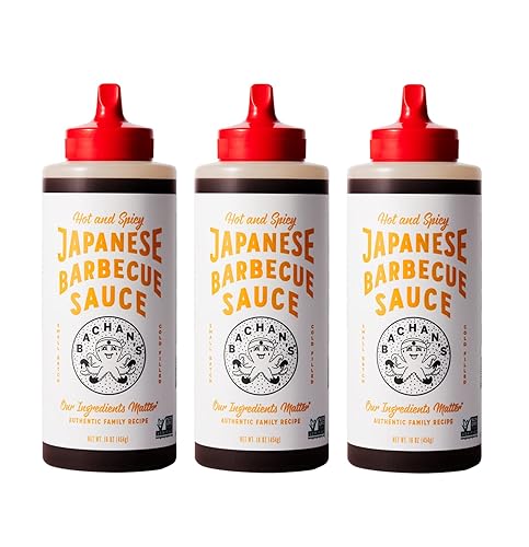 Bachans - Hot and Spicy paquete de 3 salsa japonesa original para barbacoa 17 onzas Lote pequeño sin OMG sin conservantes vegano y sin BPA
