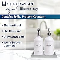Vista 2 de Bandeja de encimera y tocador, pequeña bandeja de silicona de 7.7 pulgadas para botellas dispensadoras de jabón, soporte de esponja para organizador