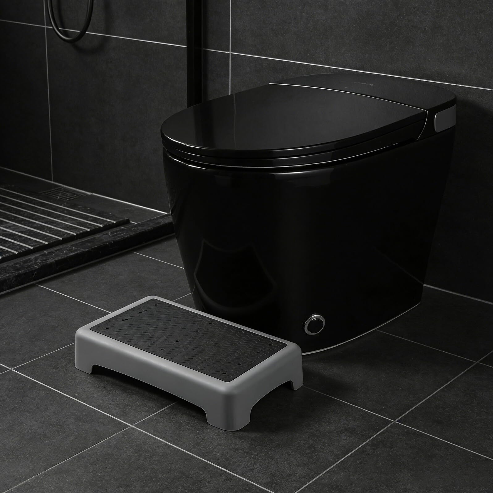 NUOBESTY Rutschfester Badezimmer Fußhocker 44x34cm aus Kunststoff Stabiler Tritthocker für Senioren Kinder und Schwangere Leicht zu Reinigen und Tragbar für Badewanne und Toilette