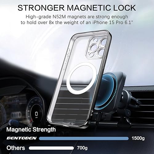 Miniatura 6 de BENTOBEN Funda compatible con iPhone 15 Pro, funda para iPhone 15 Pro con MagSafe, transparente, chapada magnéticamente, delgada, a prueba de