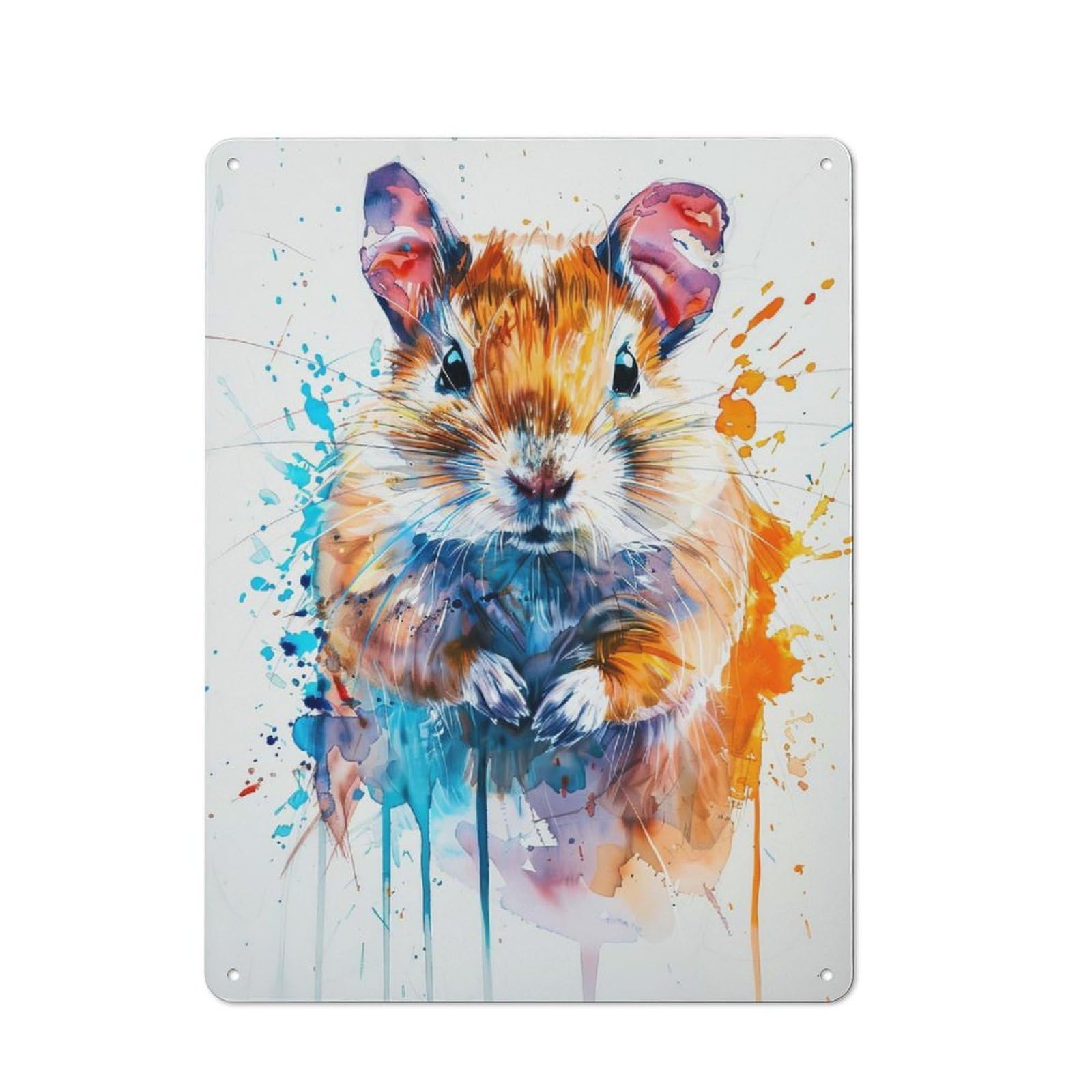 Country Style Kitchen Metal Sign 40x30cm Featuring Gerbil Watercolor, Diner Style Decor for Kitchen, Cafe, Pantry Or Dining Room
