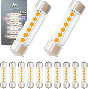 DC 24V 36mm 6418 LED Festoon Bulb 6411 C5W LED Bulbs Gold Amber for Truck Interior Dome Door Trunk Lights Pack 12