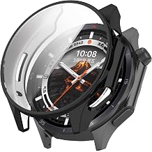 Compatible for OnePlus Watch 3 & OPPO Watch X2 Case Cover, Ultra Slim Soft Cover Case & Screen Protector Black