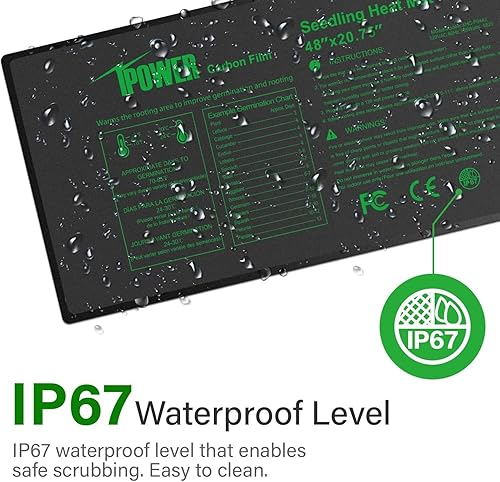 Miniatura 31 de iPower Alfombrilla térmica para plantas con controlador digital de temperatura doble, almohadilla térmica con certificación MET, 48 x 20.75