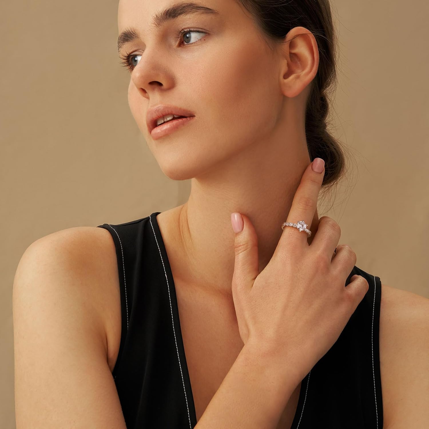 Moissanite Engagement Ring, 1CT D Color VVS1 Clarity, 925 Sterling Silver Promise Anniversary Bridal Ring for Women Size 4-11