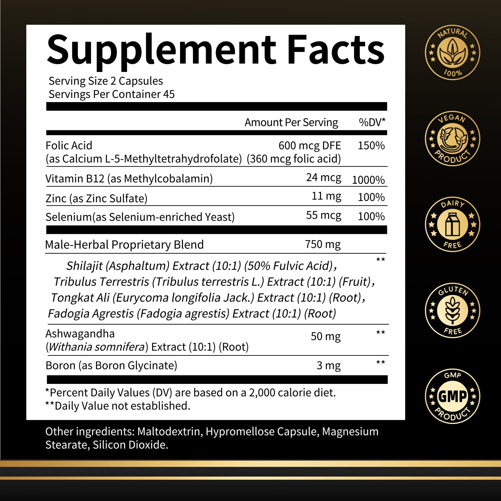 M inch Shilajit for Men, 10-in-1 Booster for Men - Stamina, Vitality & Strength Booster, Male Enhancing Supplement with Ashwagandha, Tongkat Ali & Tribulus Terrestris Extract, 90 Vegan Capsules — Amazon image 2