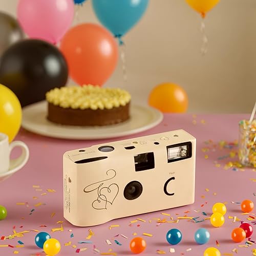 Miniatura 6 de Weddingstar Cámara desechable con flash, cámara de película de un solo uso de 1.378 in para recuerdos de boda o fiesta, corazones encantados