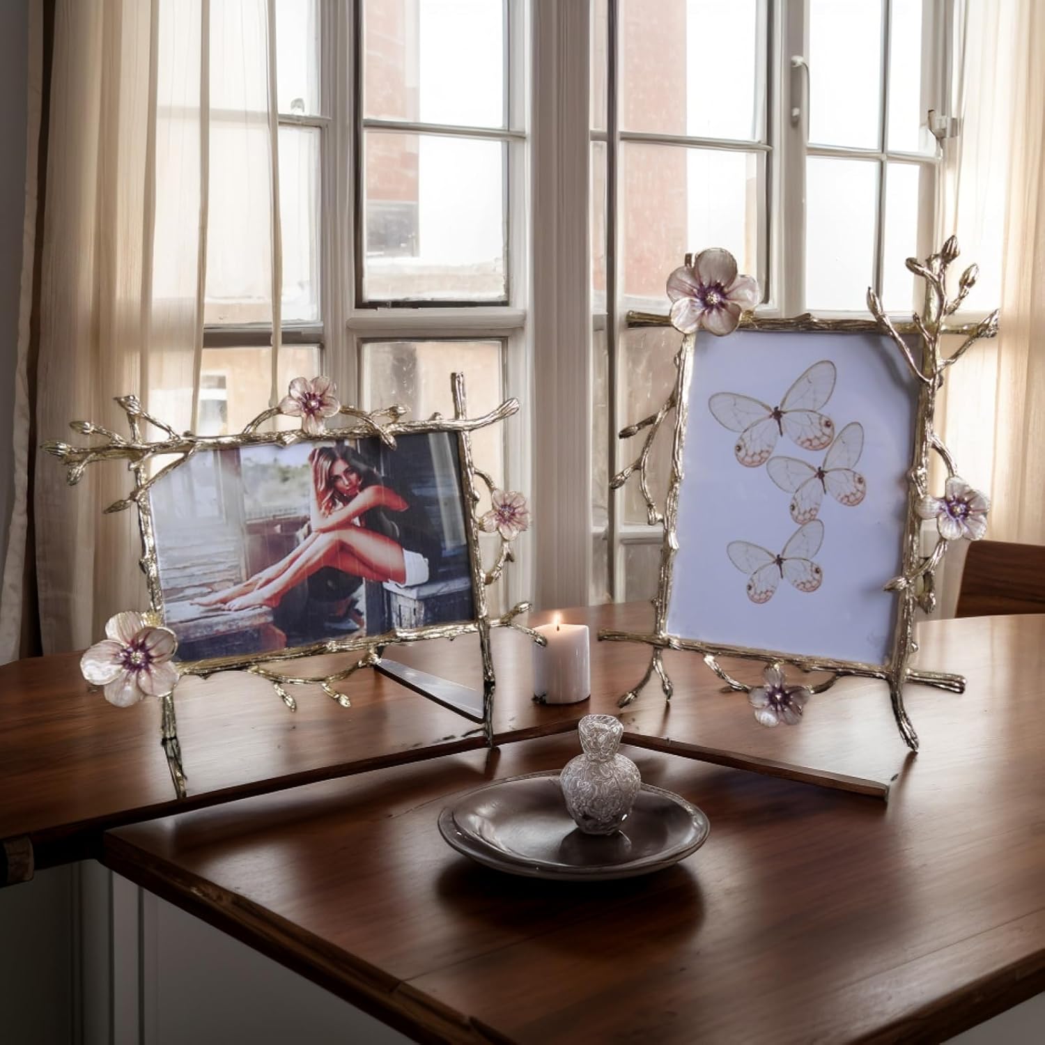 Gold Frame,golden branches Textured Picture Frame,Vertical Display,Tabletop & Wall Display,Perfect for Home Decor,Commemorate Wedding and Graduation,Art,1-Pack (Gold-White, 4 * 6inch)