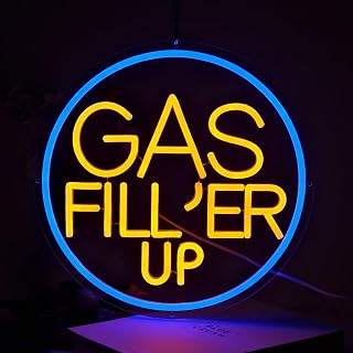 GAS FILL'ER UP Neon Sign for Wall Decor, Dimmable LED Neon Sign, USB Powered Sign for Man Cave Car Repair Shop Workshop Party Birthday Gift