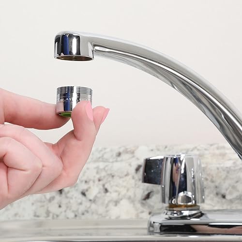 Miniatura 6 de Danco 10492 Aireador de grifo de doble rosca para ahorro de agua, negro0.25 GPM, cromado