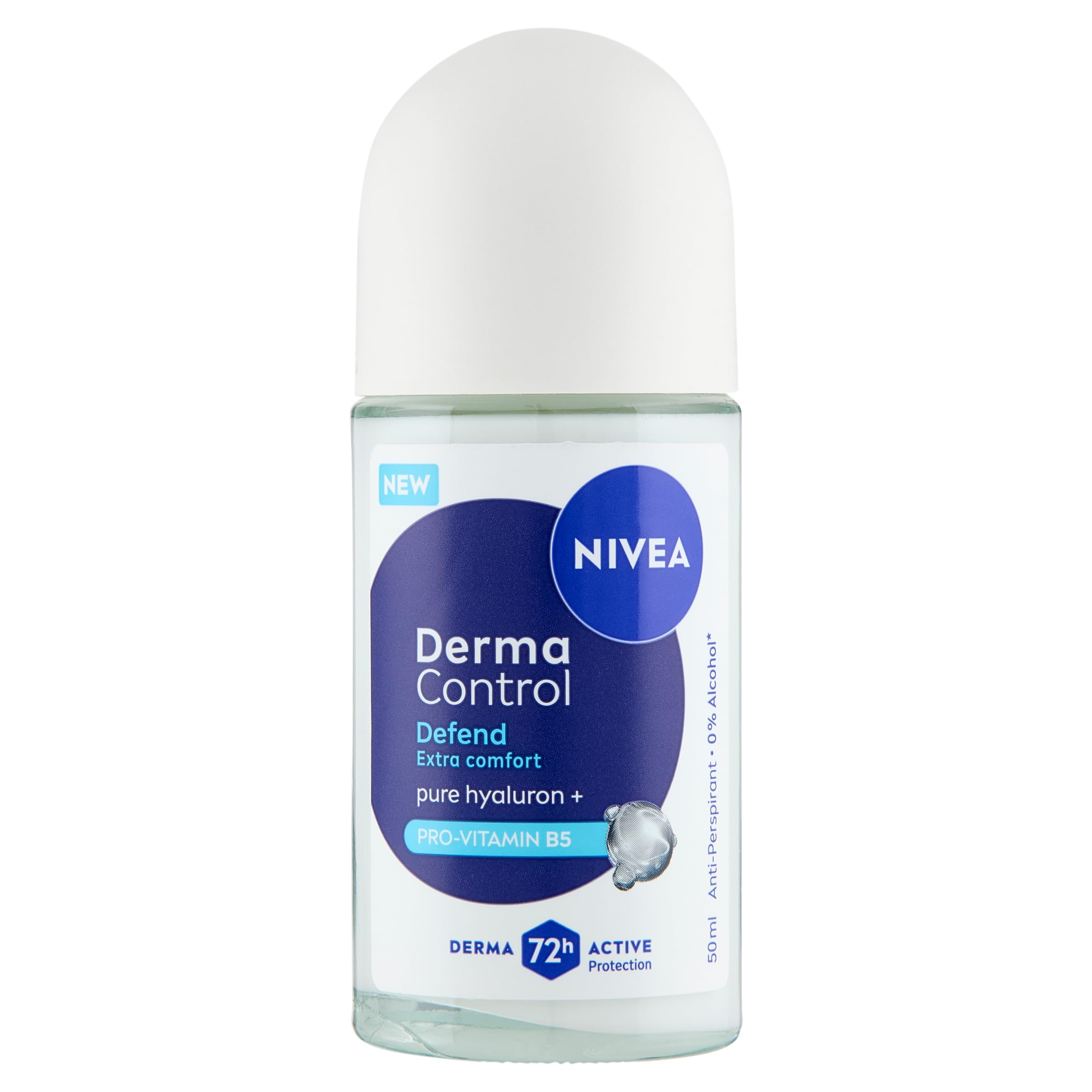 NIVEA Derma Control Defend Anti-Transpirant Deodorant für Damen, 72 Stunden Schutz vor Schweißen, mit Hyaluronsäure und Provitamin B5, reizt die Achseln, normale Haut, 50 ml Roll-on