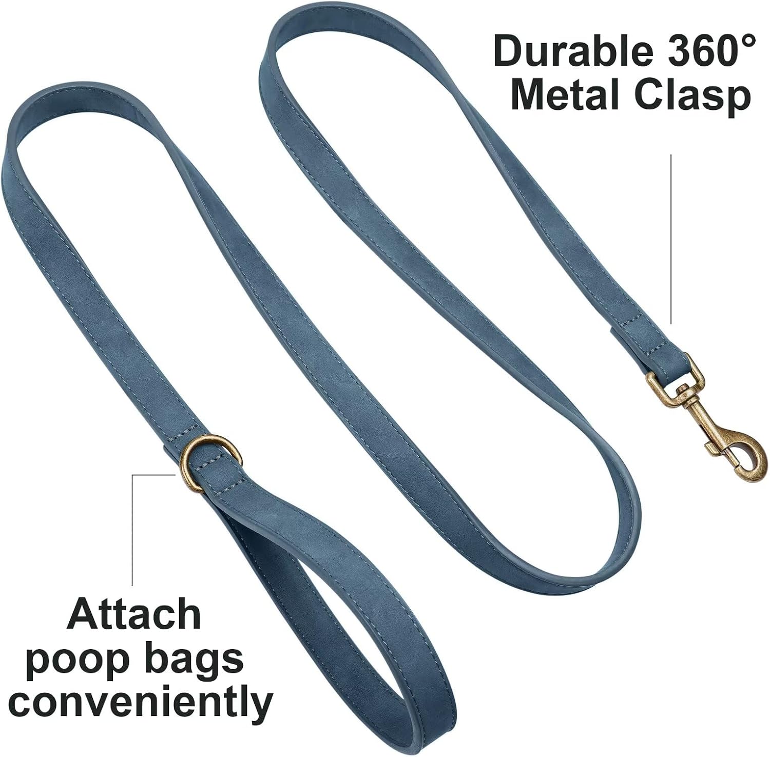 Didog Quick Released PU Leather Dog Collar Leash Set with Dog Poop Bag Holder for Small Dogs image 2