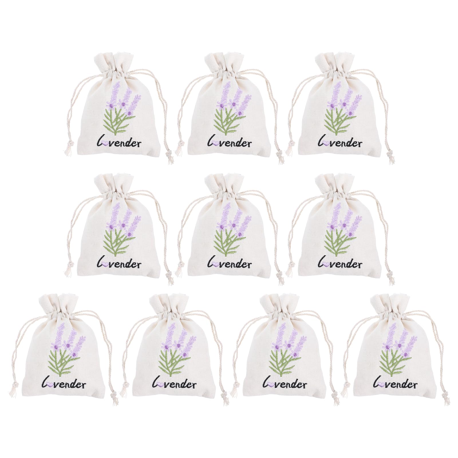 LOGOFUN 10PCS Jute Lavender Sachet Bags with Drawstring Small Burlap Favor Bags Linen Jewelry Pouches for Wedding Party Supplies - 10 * 14CM White