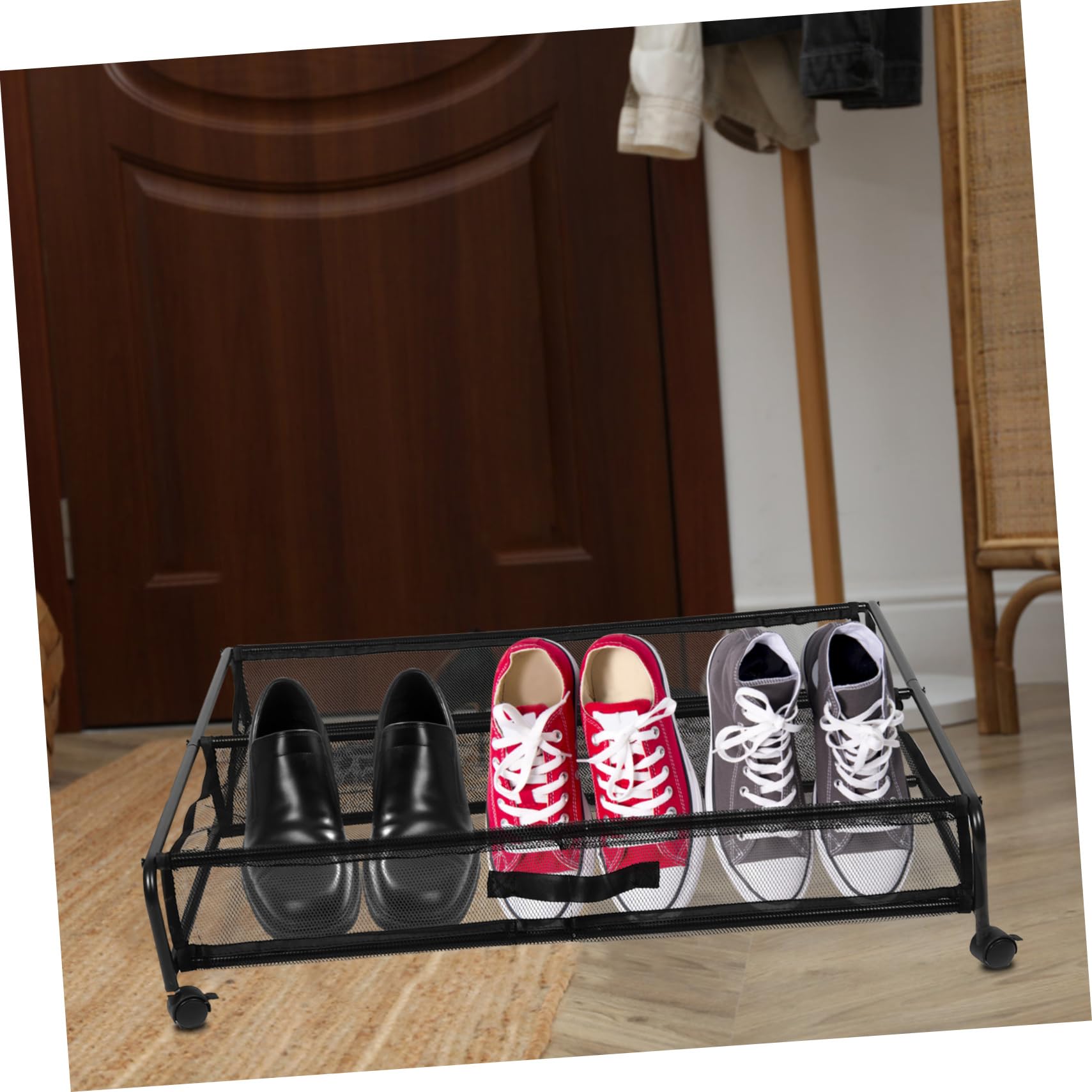 VALICLUD Contenitore Portaoggetti Sotto Letto con Ruote, Organizzatore per Scarpe e Vestiti in Ferro e Plastica Riutilizzabile, Salvaspazio per Camera da Letto