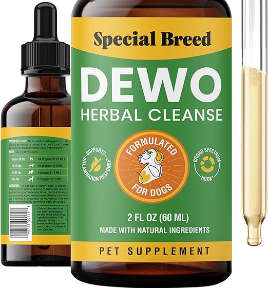 Natural Intestinal Defense for Dogs, Herbal Cleanse with Wormwood, Black Walnut - Digestive Support Promotes Gut Health & Flora Balance, Advanced Broad Spectrum Formula - Made in The USA, 2oz