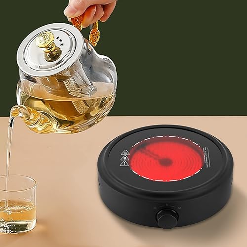 Miniatura 3 de Mini estufa eléctrica, placa caliente portátil de 700 W, 110 V, estufa eléctrica para hervir agua, hacer té y café, 8 x 2.8 pulgadas (negro)
