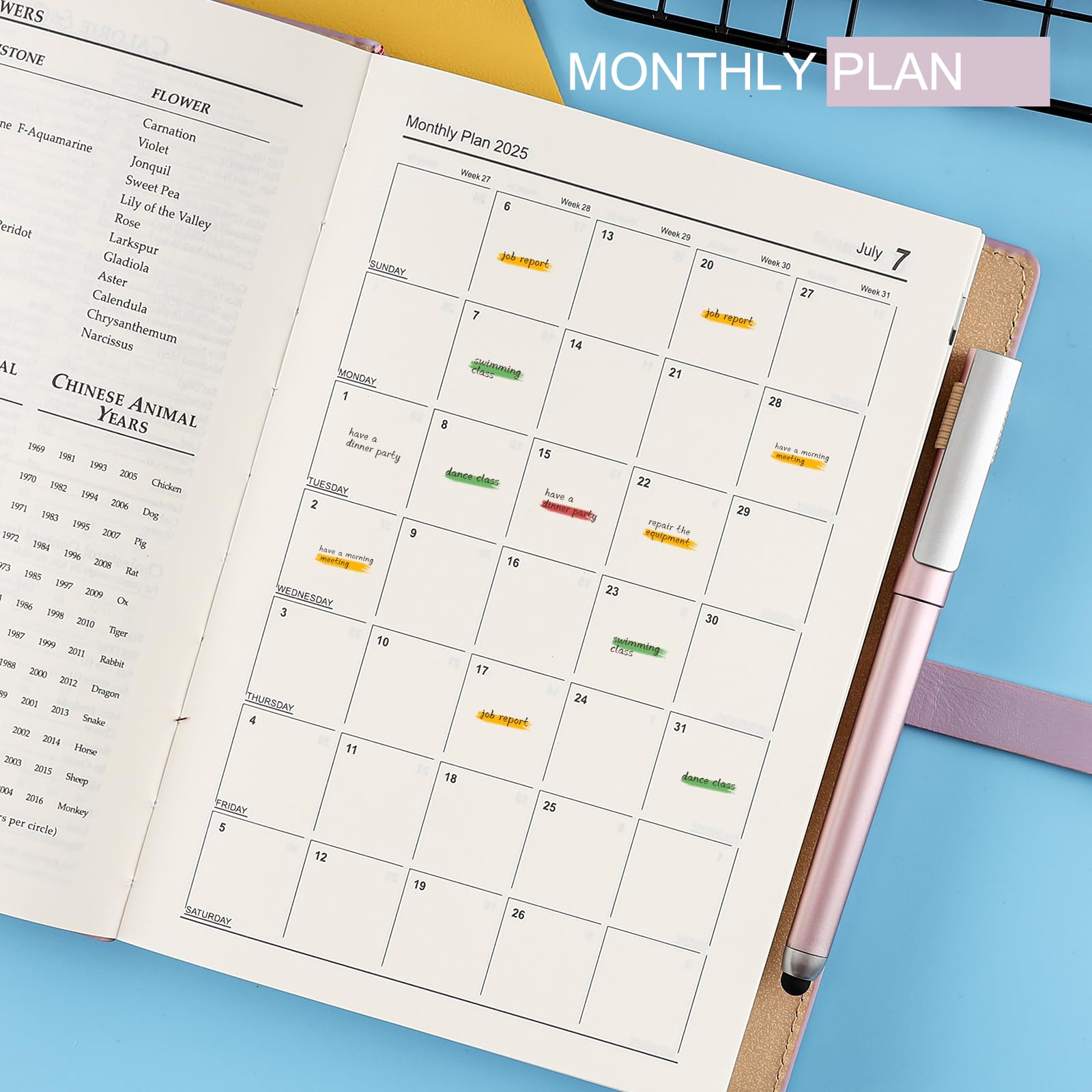 Agenda Accademica 2025 A5 - Un Giorno Per Pagina - Carta Spessa - Con Penna E Adesivi - Viola - Foto 10