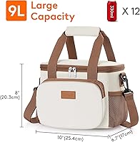 Vista 117 de Lifewit Bolsa de Almuerzo Mediana Aislada Caja de Almuerzo Hielera Suave Bolsa Refrigerante para Adultos Hombres Mujeres, Gris 12 Latas (9L)