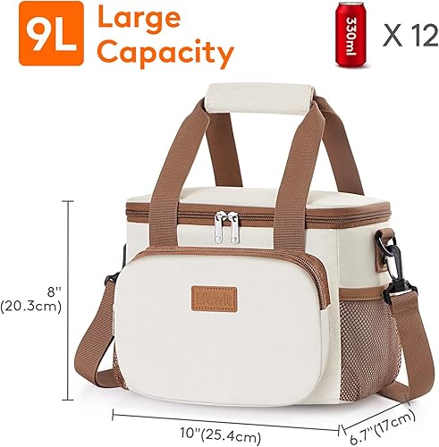 Miniatura 94 de Lifewit Lonchera mediana con aislamiento, suave y refrigerante, para adultos, hombres y mujeres, estampado de cachemira, 12 latas (9L)