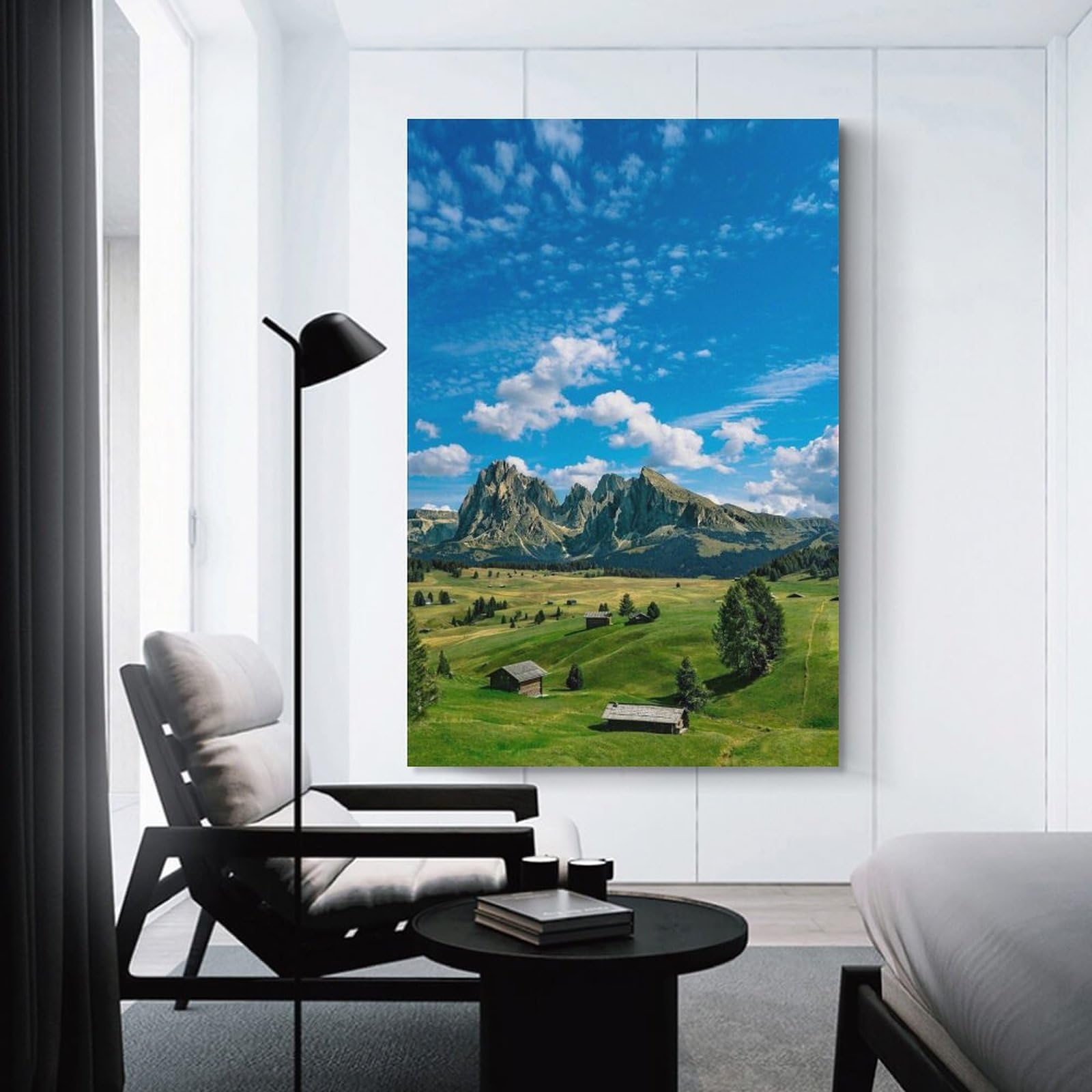 Amazon.co.jp: 絵画 青空の下の野原と山インテリア 絵画 草原と