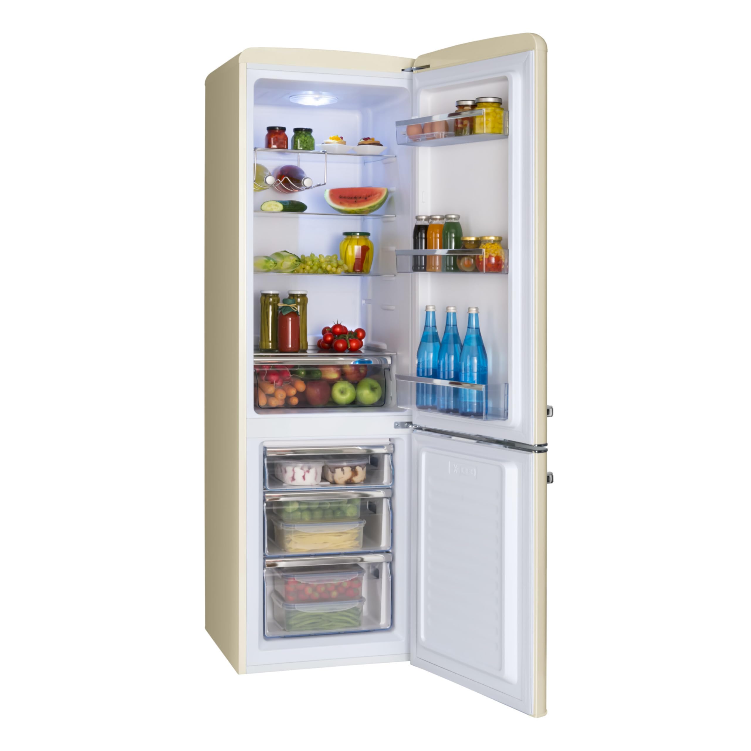 Amica KGCR 387 100 B Retro Kühl-/Gefrierkombination / Coffee Cream (Beige) / 181cm (H) x 55cm (B) x 62cm (T) / Retro-Design / Kühlschrank mit Gefrierfach – Bild 6