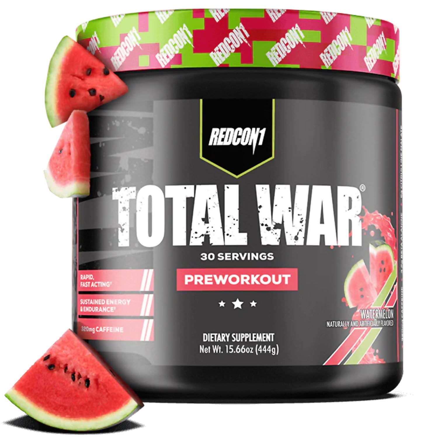 Redcon1 Total War - Pre Workout, 30 Servings, Boost Energy, Increase Endurance and Focus, Beta-Alanine, Caffeine (Watermelon)