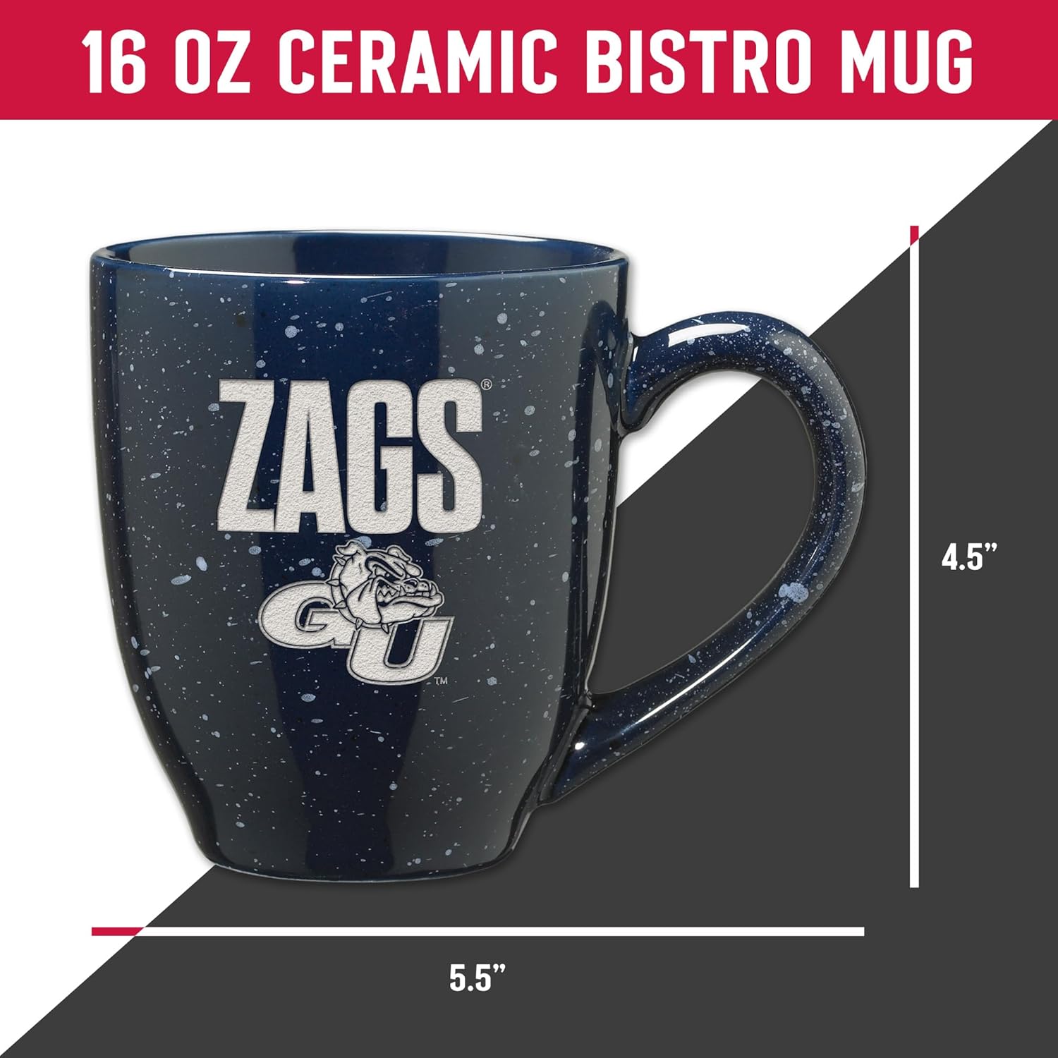 Rico Industries NCAA Gonzaga Bulldogs - Zags "Zags" 16 oz Team Color Laser Engraved Speckled Ceramic Coffee Mug - Image 5