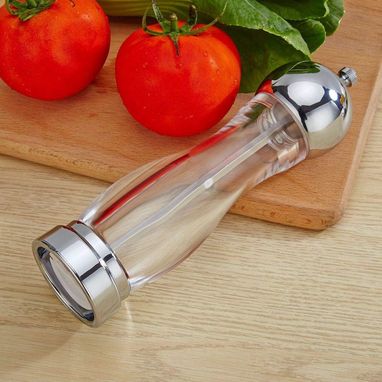 Spice Grinder, Manual Acrylic Salt and Pepper Grinder 2 Piece Set Easy to Use and Adjustable Salt and Pepper Grinder