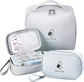 Trousse de Premier Secours Portable, 2 Pièces, dellyy Trousse de Secours Vide, Sac de Rangement de Médicaments, Trousse Pharmacie Voyage, Sac à Médicaments Vide