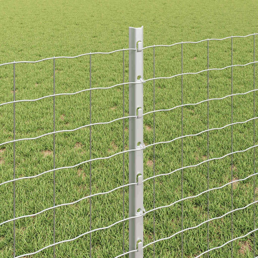 Postes de valla de hormigón, 5 unidades, color plata, 120 cm