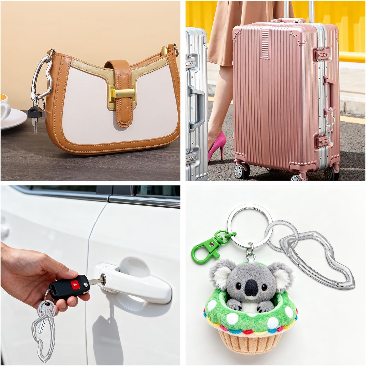 Silver White Y2K Carabiner Keychain Clips, Cute Carabiner Keychain, Y2K Irregular Key Ring Clips for Backpacks, Car Keys, Purse Handbag, Hiking Accessories - Image 5