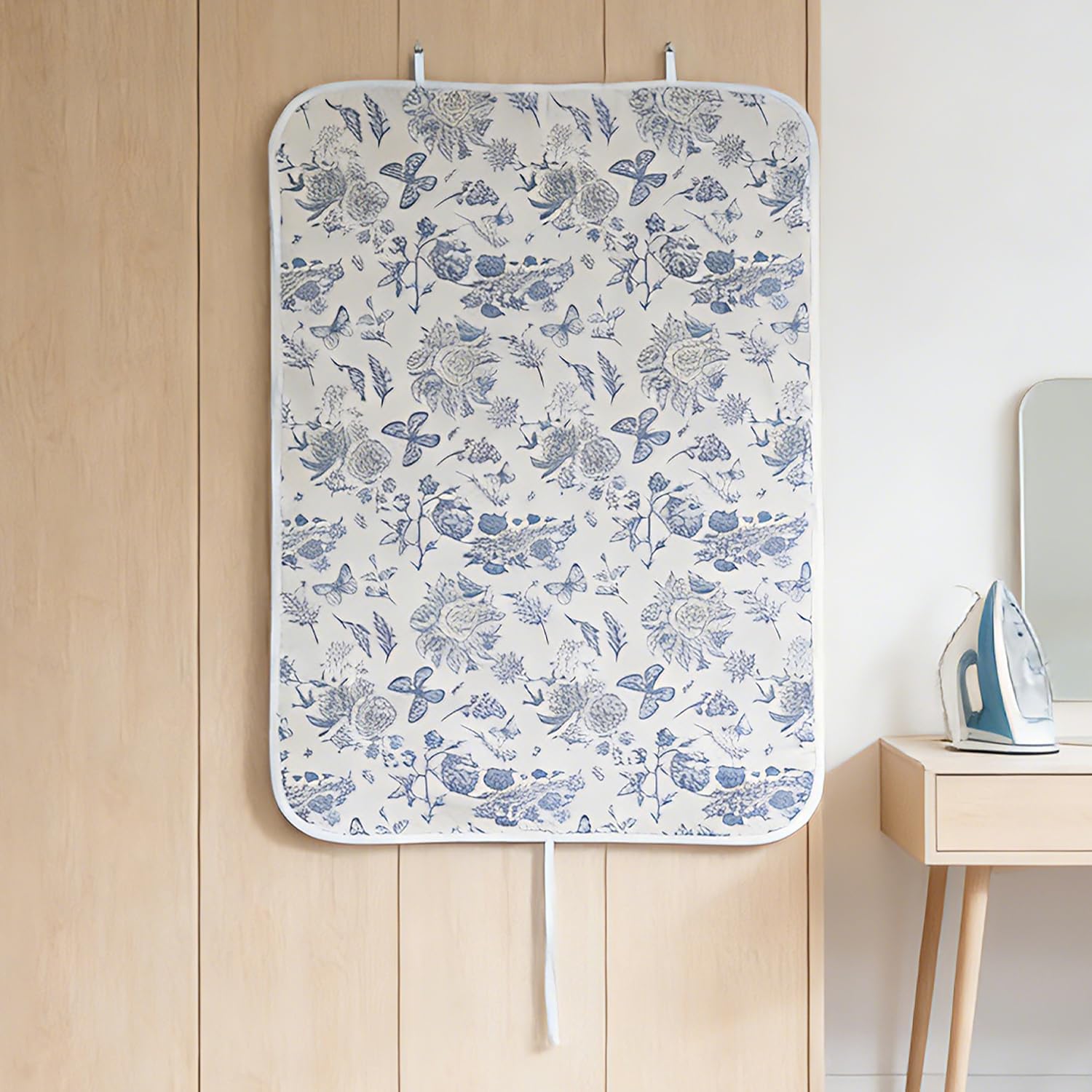Portable Ironing Mat 29×39", Heat-Resistant Foldable Ironing Pad with Hanging Hooks, Travel Ironing Blanket with Cotton Top & Felt Padding