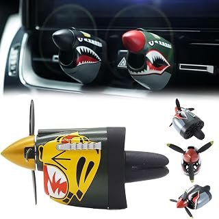 P-40 Fighter Car Air Vent Decoration, P-40 Warhawk Creative Propeller Car Decor Air Freshener (P40 Tiger Head)