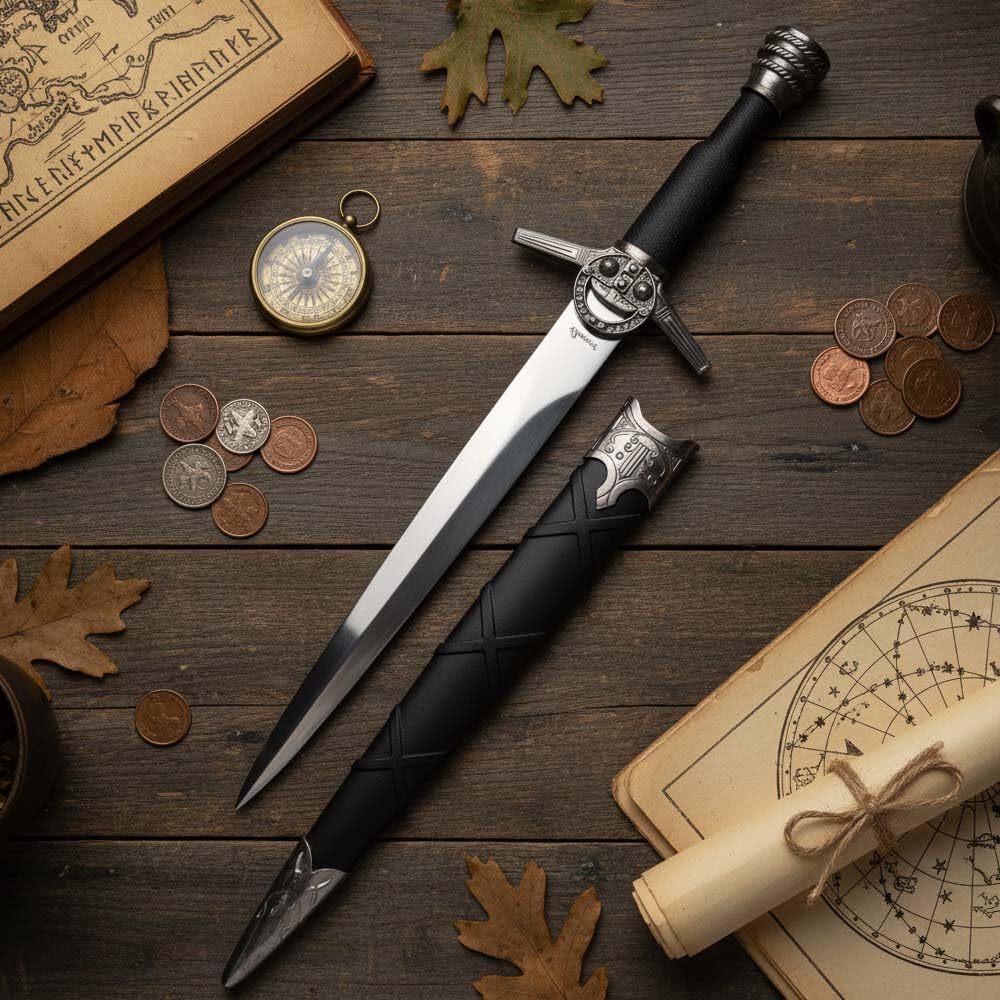 Fantasy Hexe Dolch – Perfekt für Cosplay & Kostüme, 40 cm – Fantasydolch – Inklusive Scheide – Sammler- & Dekowaffe für Film- und Fantasy-Fans