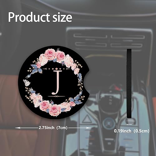 Vista 3 de 2 posavasos de neopreno universales absorbentes con muesca para dedo, accesorios de automóvil para interiores de mujeres y hombres, 2.75 pulgadas