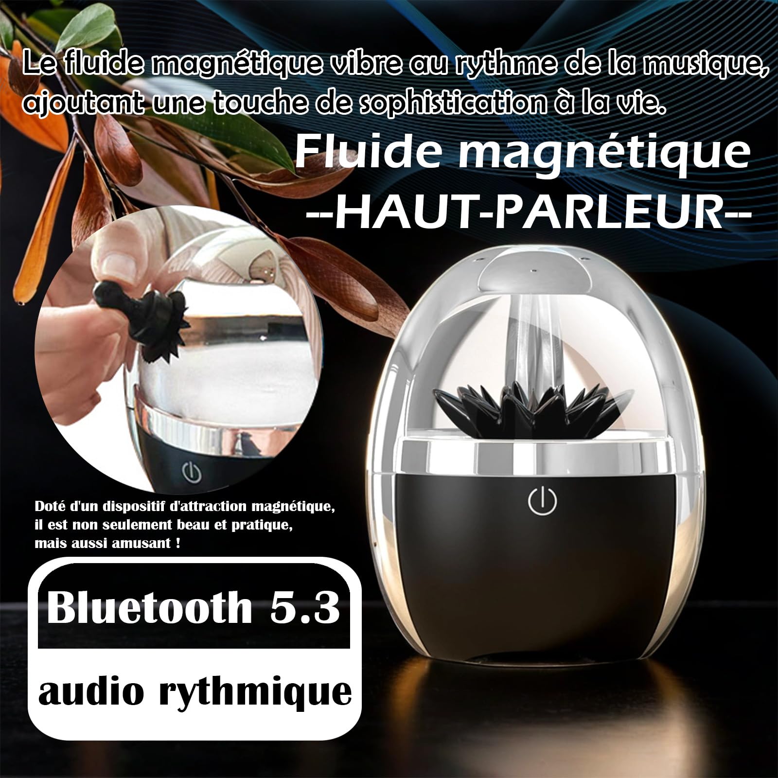 Enceinte à ferrofluide dansant,Haut-parleur Bluetooth à fluide magnétique avec visualiseur audio et lumière LED-Jouet de bureau inspiré de Venom,idéal pour le bureau,les études,la passion des science