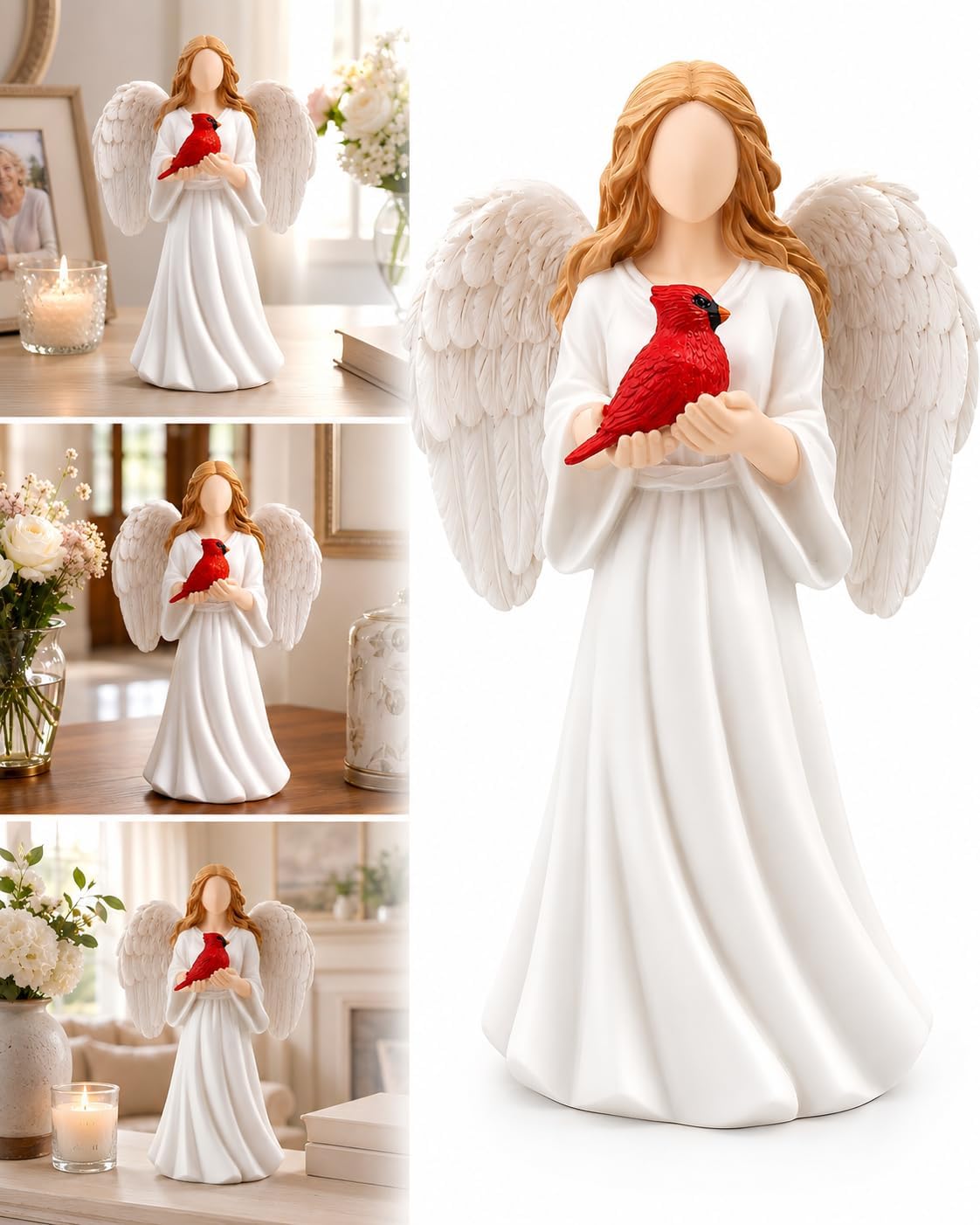 Cardinal Gifts for Women, Faceless Angel, Hand-Finished Memorial Figurine