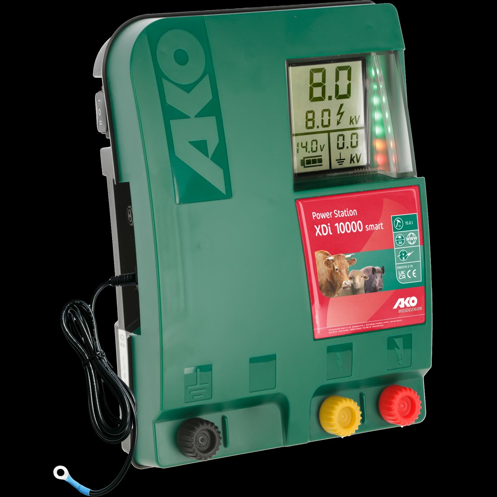 AKO Power Station XDi 10000 smart, 12/230V Duo Weidezaungerät, Input 15J, max. Spannung 11.200V, Zäune bis 65km, 5 Jahre Garantie, Made in Germany