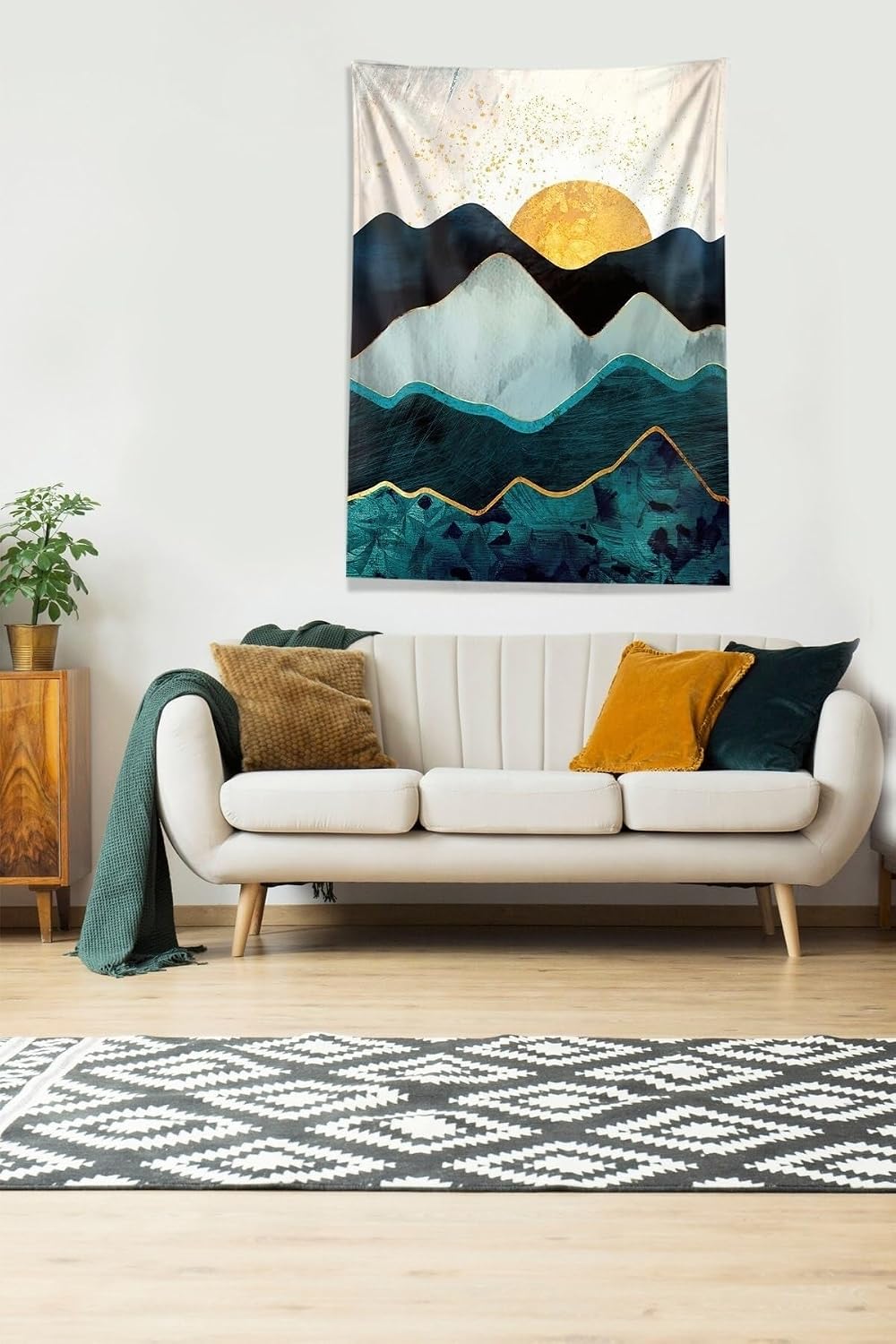 Pelangi Multirenk Güneşin Doğuşu Sunset Leke Tutmaz Kadife Kumaş Duvar Örtüsü Duvar Halısı Tapestry WLL314, 35 x 50