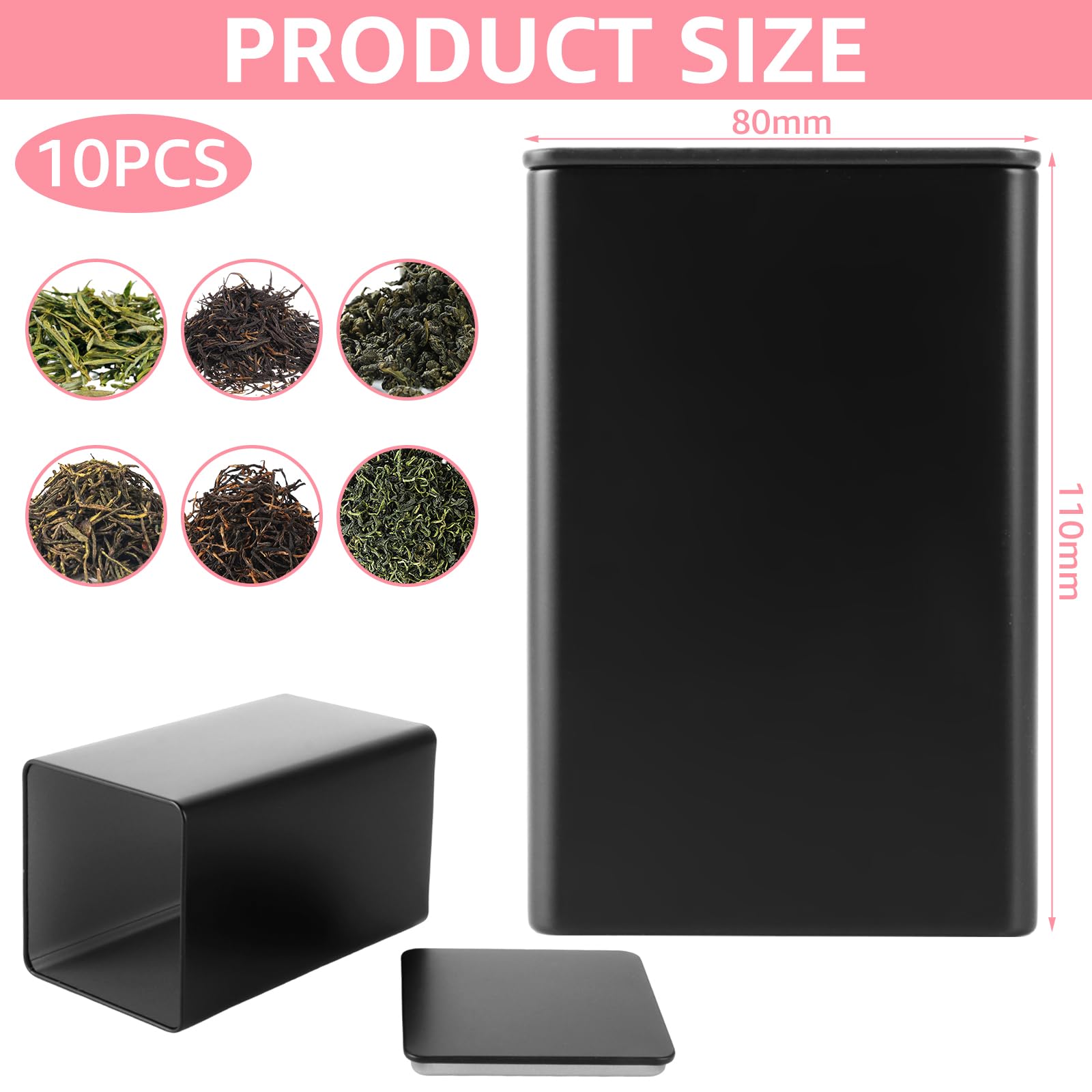 ZOFUN Teedose Set – 10 Stück, Eckig, Matt Grau, 8,5×8,5×13 Cm, Luftdicht, Für Losen Tee, Kaffee & Gewürze