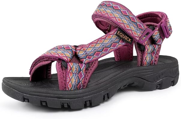 EQUICK Sport Sandals for Women, Open Toe Strap Sandal Anti-skidding Outdoor Water Sandals Comfortable Athletic Sandals for Beach